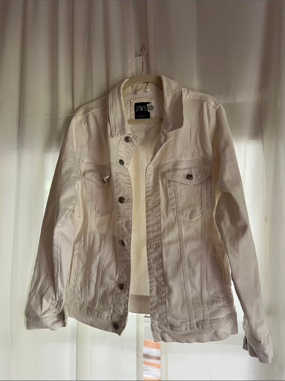 Zara Off-White Denim Trucker Jacket